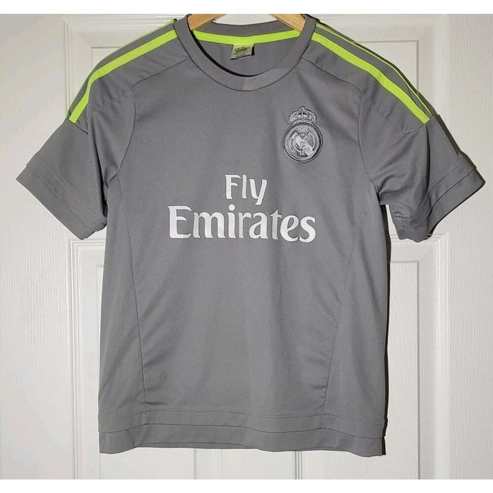 Youth Real Madrid Ronaldo 7 Away Soccer Football Jersey Fly Emirates Grey - YL